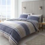 Catherine Lansfield Blue Newquay Stripe Bedding Set Double