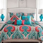 Red Teal And White Bedding